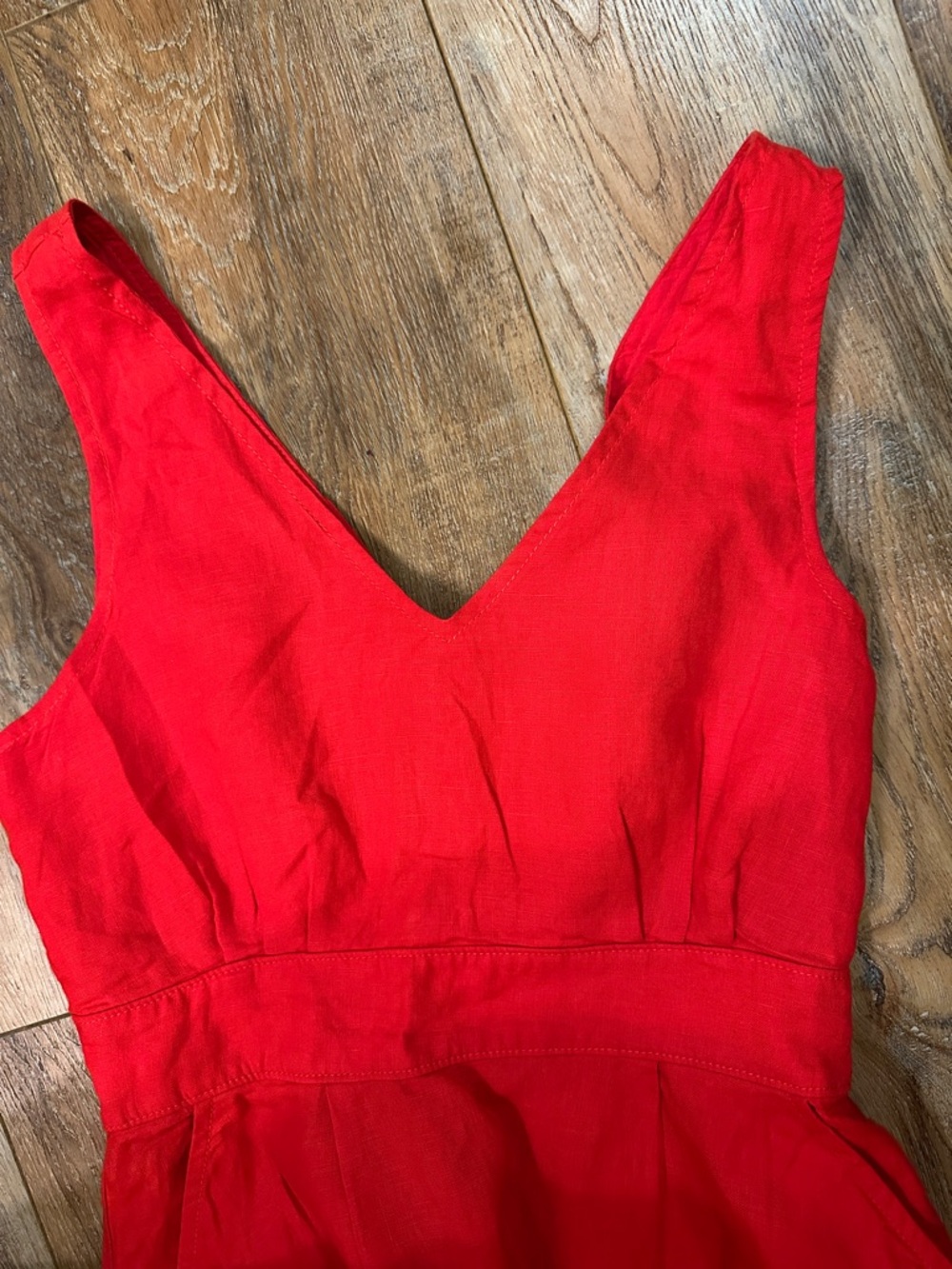 Cynthia Rowley Red Linen Dress v neck v back size 4 summer beach festival maxi - Picture 4 of 8